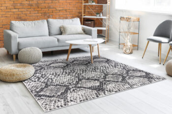 Dywany Łuszczów, Kusový koberec Sion Sisal Snake`s skin 22162 ecru/black – na von aj na doma, 200x290, šedá, chodba / predsieň