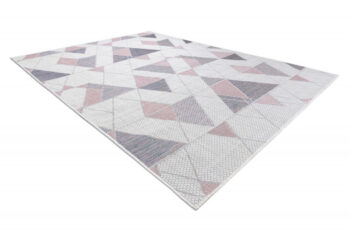 Dywany Łuszczów, Kusový koberec Sion Sisal Triangles B3006A ecru/pink – na von aj na doma, 200x290, ružová, chodba / predsieň