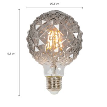 E27 3,8W LED žiarovka G95, 1800K, štruktúra, dymová