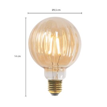 E27 3,8W LED žiarovka G95, 2700K, 340lm, drážky jantárová