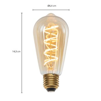 E27 4,9W LED rustikálna žiarovka, 1800K, 200 lumenov, jantárová
