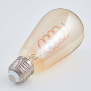 E27 LED-Rustika Curved Line 4W, 1 800K, jantárová