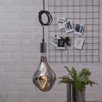 E27 objímka Stil s káblom, striebornej farby