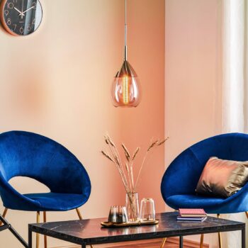 EBB & FLOW Lute závesná lampa platina, sklo sivá