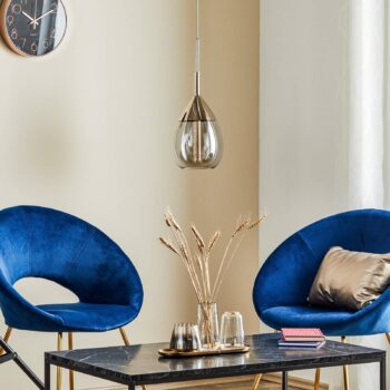 EBB & FLOW Lute závesná lampa platina, sklo sivá