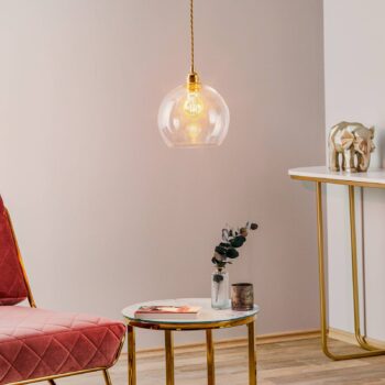 EBB & FLOW Rowan závesná lampa číre sklo zlato Ø22