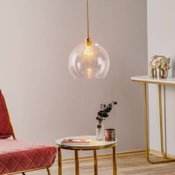 EBB & FLOW Rowan závesná lampa číre sklo zlato Ø28