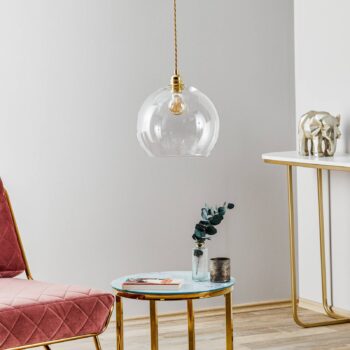 EBB & FLOW Rowan závesná lampa číre sklo zlato Ø28