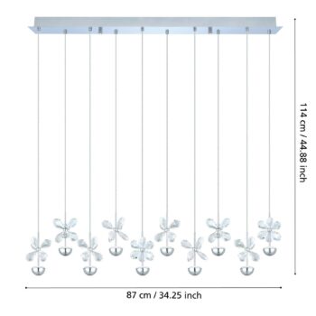 EGLO Stars Of Light LED závesné svietidlo Pianopoli, chróm, dĺžka 87 cm