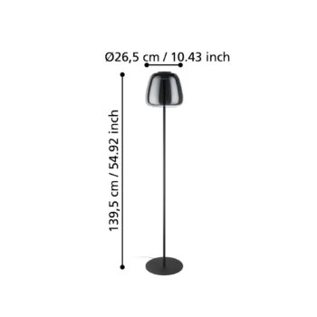 EGLO connect LED stojacia lampa Alfero-Z, RGB, CCT, čierna