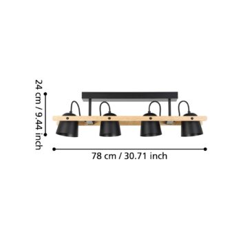 EGLO connect LED stropné svietidlo Hornwood-Z, 4 svetlá, čierne