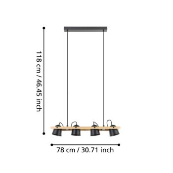 EGLO connect LED stropné svietidlo Hornwood-Z, 4 svetlá, čierne