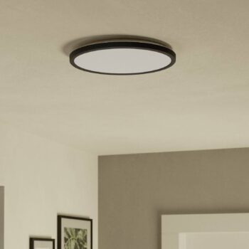 EGLO connect LED stropné svietidlo Rovito-Z, čierne, Ø 30 cm