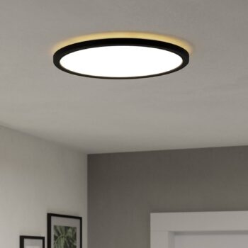 EGLO connect LED stropné svietidlo Rovito-Z, čierne, Ø 39 cm