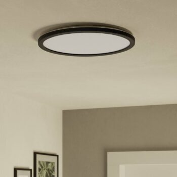 EGLO connect LED stropné svietidlo Rovito-Z, čierne, Ø 39 cm