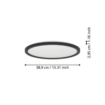 EGLO connect LED stropné svietidlo Rovito-Z, čierne, Ø 39 cm