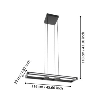 EGLO connect LED závesné svetlo Savilanas-Z, 77 cm, čierna