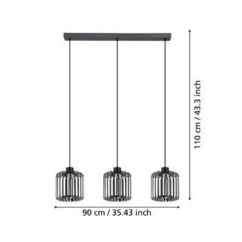 EGLO connect LED závesné svietidlo Ginestrone-Z, 3-svetelné, čierne
