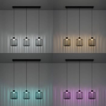 EGLO connect LED závesné svietidlo Ginestrone-Z, 3-svetelné, čierne