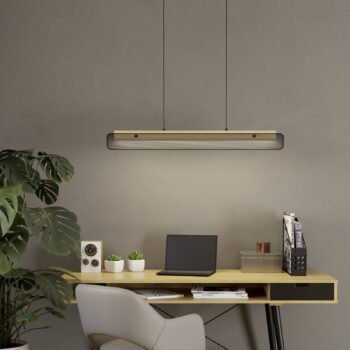 EGLO connect LED závesné svietidlo Kokomo-Z, čierna farba, drevo, oceľ
