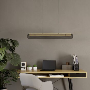 EGLO connect LED závesné svietidlo Kokomo-Z, čierna farba, drevo, oceľ