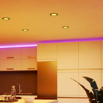 EGLO connect Smart zapustene LED svietidla Fueva 6-Z, čierne, Ø12cm