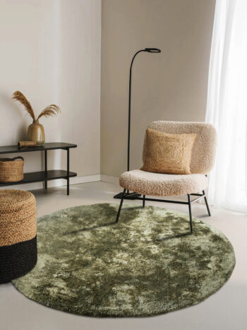 ELLE Decoration, Kusový koberec Cosy 106109 Green kruh z kolekcie Elle, 200x200 (priemer) kruh, zelená, obývacia izba