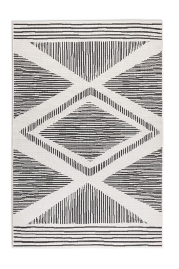 ELLE Decoration, Kusový koberec Gemini 106014 Black z kolekcie Elle – na von aj na doma, 160x230, čiernobiela, chodba / predsieň