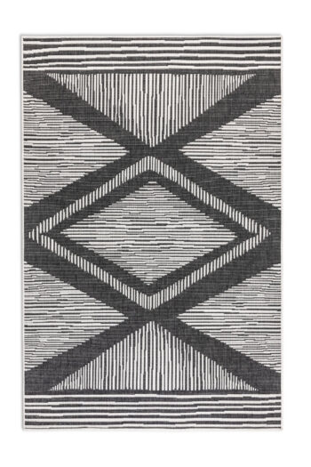 ELLE Decoration, Kusový koberec Gemini 106014 Black z kolekcie Elle – na von aj na doma, 160x230, čiernobiela, chodba / predsieň