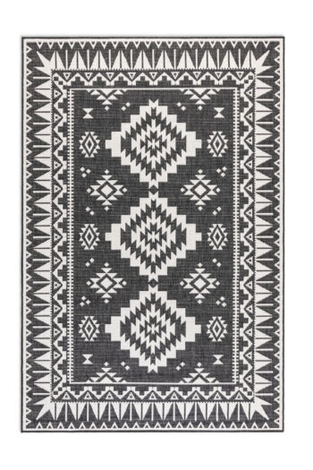ELLE Decoration, Kusový koberec Gemini 106019 Black z kolekcie Elle – na von aj na doma, 120x170, čiernobiela, chodba / predsieň