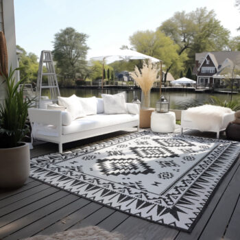 ELLE Decoration, Kusový koberec Gemini 106019 Black z kolekcie Elle – na von aj na doma, 80x150, čiernobiela, chodba / predsieň