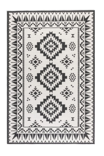 ELLE Decoration, Kusový koberec Gemini 106019 Black z kolekcie Elle – na von aj na doma, 80x150, čiernobiela, chodba / predsieň