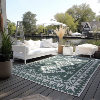 ELLE Decoration, Kusový koberec Gemini 106020 Green z kolekcie Elle – na von aj na doma, 80x150, zelená, chodba / predsieň