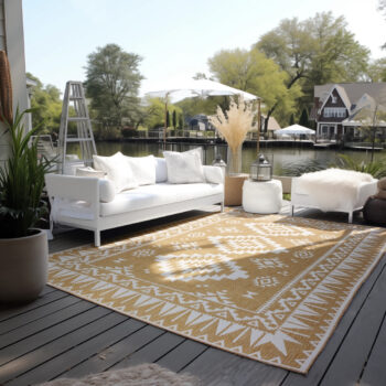 ELLE Decoration, Kusový koberec Gemini 106022 Ochre z kolekcie Elle – na von aj na doma, 200x290, žltá, chodba / predsieň