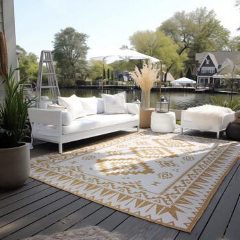 ELLE Decoration, Kusový koberec Gemini 106022 Ochre z kolekcie Elle – na von aj na doma, 200x290, žltá, chodba / predsieň