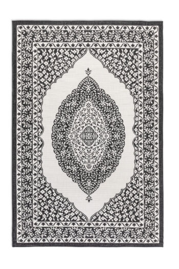 ELLE Decoration, Kusový koberec Gemini 106024 Black z kolekcie Elle – na von aj na doma, 80x150, čiernobiela, chodba / predsieň