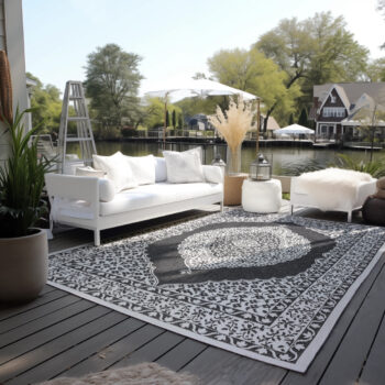 ELLE Decoration, Kusový koberec Gemini 106024 Black z kolekcie Elle – na von aj na doma, 80x150, čiernobiela, chodba / predsieň