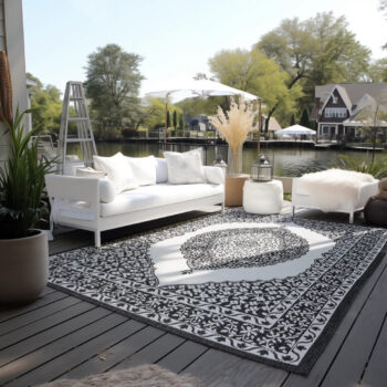 ELLE Decoration, Kusový koberec Gemini 106024 Black z kolekcie Elle – na von aj na doma, 80x150, čiernobiela, chodba / predsieň
