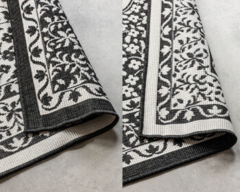ELLE Decoration, Kusový koberec Gemini 106024 Black z kolekcie Elle – na von aj na doma, 80x150, čiernobiela, chodba / predsieň