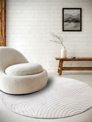 ELLE Decoration, Kusový koberec New York 106203 White kruh, 160x160 (priemer) kruh, biela, chodba / predsieň