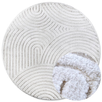 ELLE Decoration, Kusový koberec New York 106203 White kruh, 200x200 (priemer) kruh, biela, chodba / predsieň