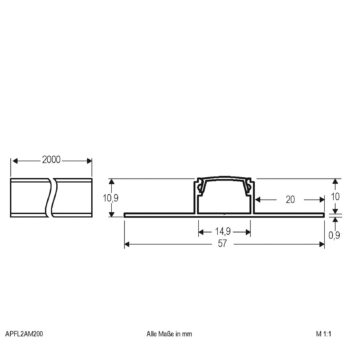EVN APFL2 Al-dlaždicový profil 2-stranný 200x5,7cm