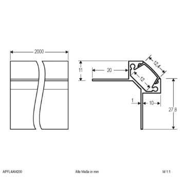EVN APFL4 Al-dlaždicový rohový profil ex 200x3,8cm