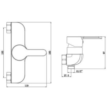 Eisl - Vodovodná batérie sprchová nástenná čierna matná DENVER, rozteč 150mm (44406) 44406