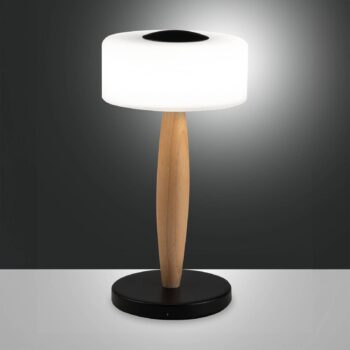 Elea LED stolová lampa, čierna, výška 29 cm, sklo, drevo