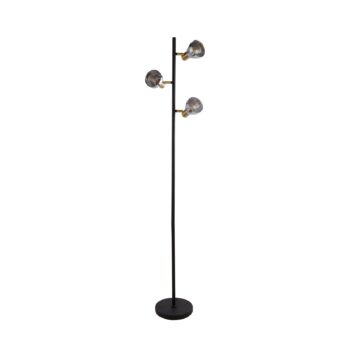 Elegantná 3-svetelná stojacia lampa, dymové sklo