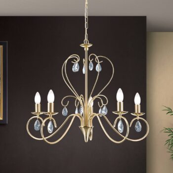 Elegantný visiaci luster FIORETTO 5-pl. zlatý