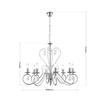 Elegantný visiaci luster FIORETTO 8-pl. chróm