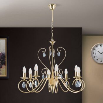 Elegantný visiaci luster FIORETTO 8-pl. zlatý