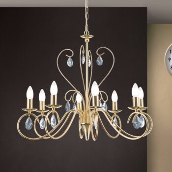 Elegantný visiaci luster FIORETTO 8-pl. zlatý
